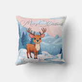 Merry Christmas Cute Cartoon Reindeer in winter クッション (裏面)