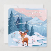 Merry Christmas Cute Cartoon Reindeer in winter  シーズンカード (裏面)