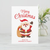 Merry Christmas Cute Cartoon Santa Claus Simple シーズンカード (スタンド正面)