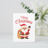 Merry Christmas Cute Cartoon Santa Claus Simple ポストカード (スタンド正面)