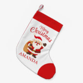 Merry Christmas Cute Cartoon Santa Simple Red スモールクリスマスストッキング (正面 (吊り時))
