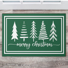 Merry Christmas Cute Christmas Tree ドアマット