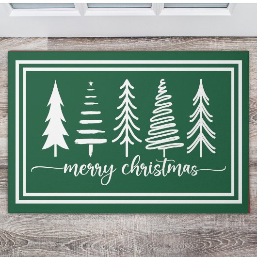 Merry Christmas Cute Christmas Tree ドアマット