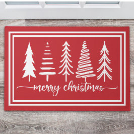 Merry Christmas Cute Christmas Tree ドアマット
