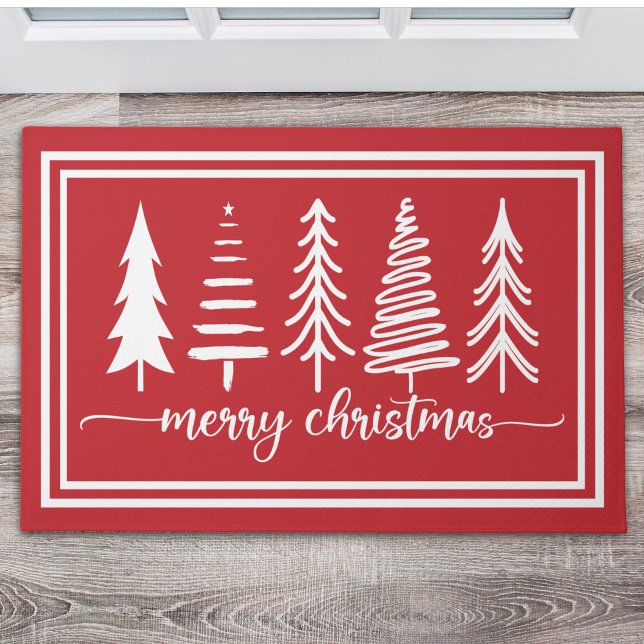 Merry Christmas Cute Christmas Tree ドアマット (クリエイターアップロード済み)