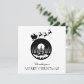 Merry Christmas Cute Custom Santa Sleigh and Trees シーズンカード (スタンド正面)