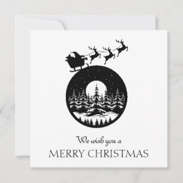 Merry Christmas Cute Custom Santa Sleigh and Trees シーズンカード