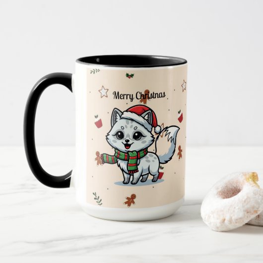 Merry Christmas | Cute Dog Christmas Mug マグカップ (ドーナツ付き)