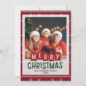 Merry Christmas Cute Family  Photo Card 招待状 (正面)