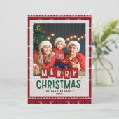 Merry Christmas Cute Family  Photo Card 招待状 (スタンド正面)