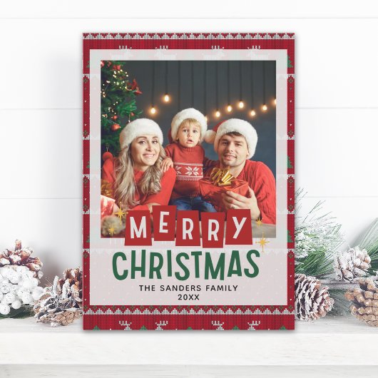 Merry Christmas Cute Family  Photo Card 招待状