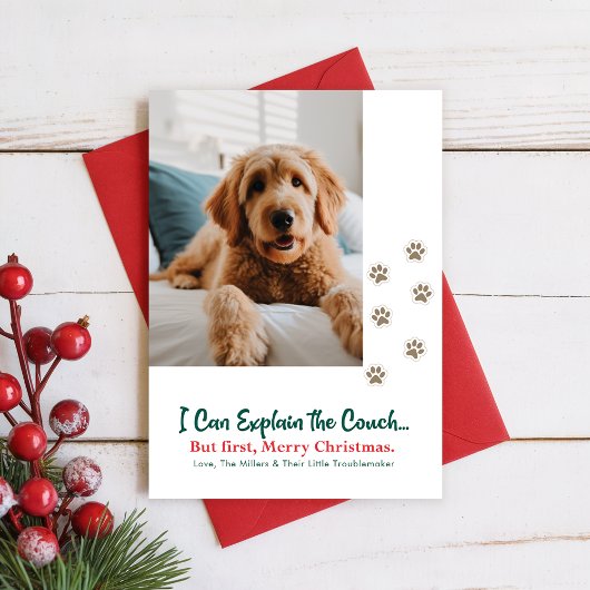 Merry Christmas Cute Funny Pet Dog Puppy Photo シーズンカード