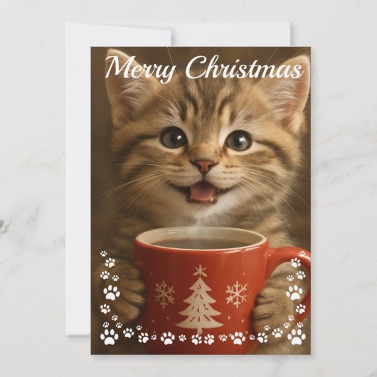 merry christmas cute kitten photo modern シーズンカード (正面)