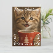 merry christmas cute kitten photo modern シーズンカード (スタンド正面)