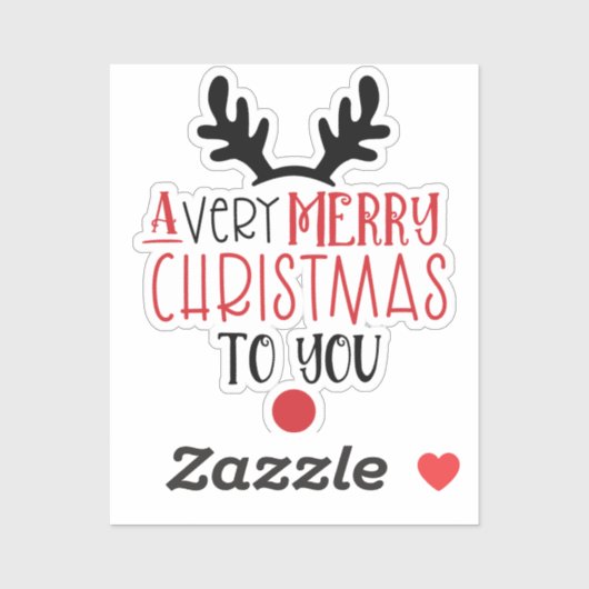 Merry Christmas Cute Modern Typography シール (シート)