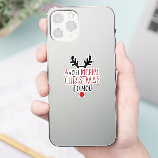 Merry Christmas Cute Modern Typography シール (スマートフォン)