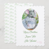 Merry Christmas cute mouse 招待状 (正面/裏面)
