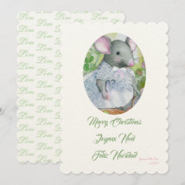 Merry Christmas cute mouse 招待状