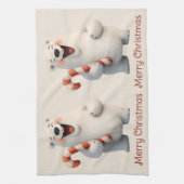 Merry Christmas Cute Polar Bear Design キッチンタオル (縦)
