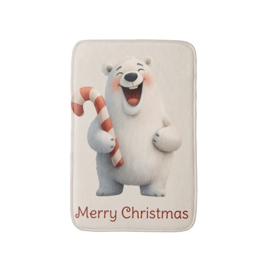 Merry Christmas Cute Polar Bear Design バスマット (正面縦)