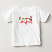 Merry Christmas Cute Santa Script Tee ベビーTシャツ (正面)