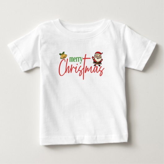 Merry Christmas Cute Santa Script Tee ベビーTシャツ (正面)