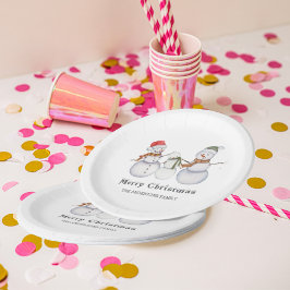 Merry Christmas- Cute Snowmen Family Christmas ペーパープレート