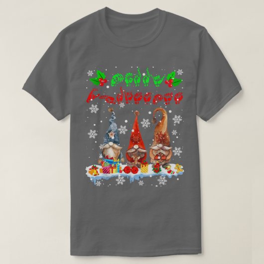 Merry Christmas Cute Three Gnomes ASL Sign Languag Tシャツ (デザイン正面)