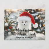 Merry Christmas Cute White Fox Personalized  ポストカード (正面)