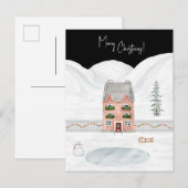 Merry Christmas Cute Winter Scene Snow Card ポストカード (正面/裏面)