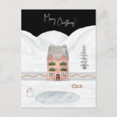 Merry Christmas Cute Winter Scene Snow Card ポストカード (正面)