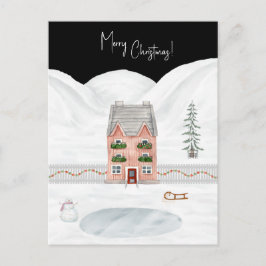 Merry Christmas Cute Winter Scene Snow Card ポストカード