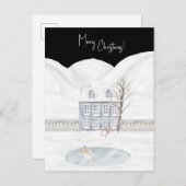 Merry Christmas Cute Winter Scene Snow Card ポストカード (正面/裏面)