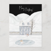 Merry Christmas Cute Winter Scene Snow Card ポストカード (正面)