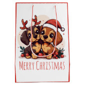 Merry Christmas Dachshund Dogs ミディアムペーパーバッグ (裏面)