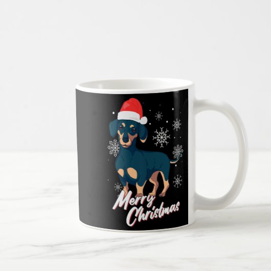 Merry Christmas Dachshund Santa Claus Xmas New Yea コーヒーマグカップ (右)
