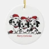 Merry Christmas Dalmatian Dogs セラミックオーナメント (正面)