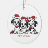 Merry Christmas Dalmatian Dogs セラミックオーナメント (左)