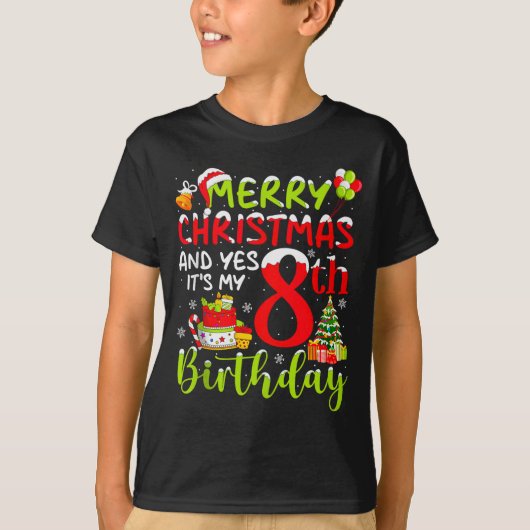Merry Christmas Day And Yes It's My 8th Birthday B Tシャツ (正面)