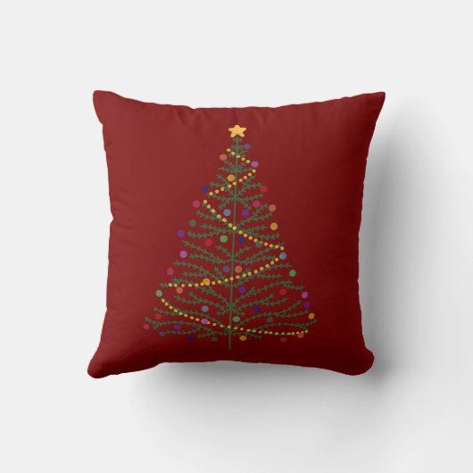 'Merry Christmas' Decorated Tree & Family Name Red クッション (裏面)