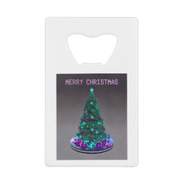 Merry Christmas. Decorated tree with gifts クレジットカード栓抜き