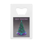 Merry Christmas. Decorated tree with gifts クレジットカード栓抜き (裏面)