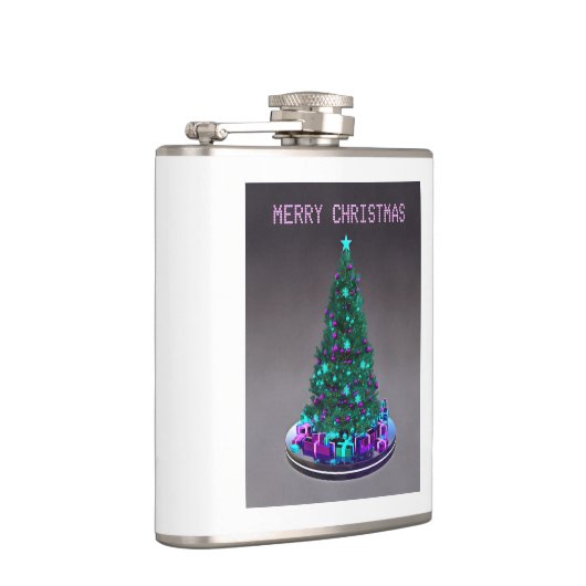 Merry Christmas. Decorated tree with gifts フラスク (右)