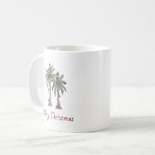 Merry Christmas Decorated Tropical Palm Trees コーヒーマグカップ (正面左)