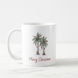 Merry Christmas Decorated Tropical Palm Trees   コーヒーマグカップ