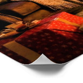 Merry Christmas Decorative Artwork with Kitten #2 ポスター (角)