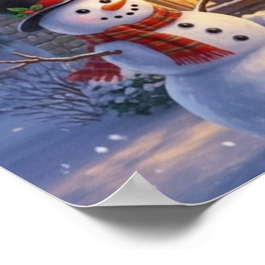 Merry Christmas Decorative Artwork with Santa #1 ポスター (角)