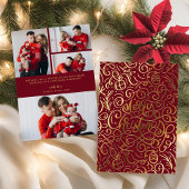 Merry Christmas Decorative Lettering Swirl 箔シーズンカード