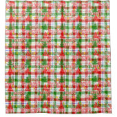 Merry Christmas Decorative Plaid Tartan シャワーカーテン (正面)