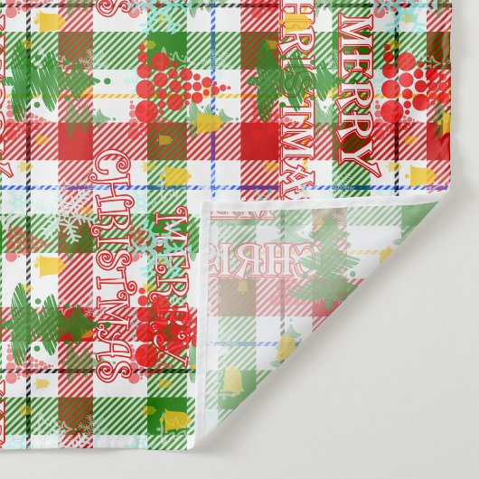 Merry Christmas Decorative Plaid Tartan  タペストリー
